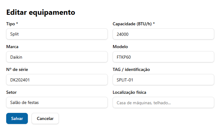 1. Cadastre seus clientes e equipamentos